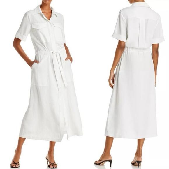 Rag & Bone Luna Linen Midi Dress In Marsh - Picture 1 of 8